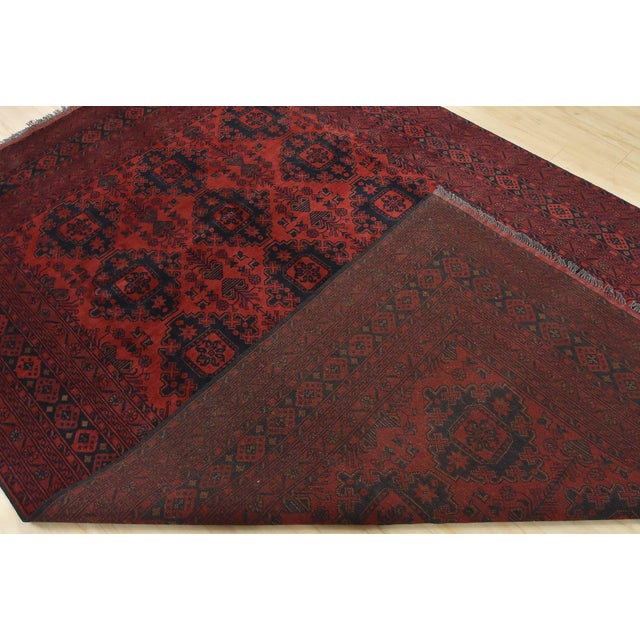 Turkmen Rug 6’10” X 10’2” Red Wool Tribal Hand-Knotted Oriental Carpet For Sale - Image 14 of 15