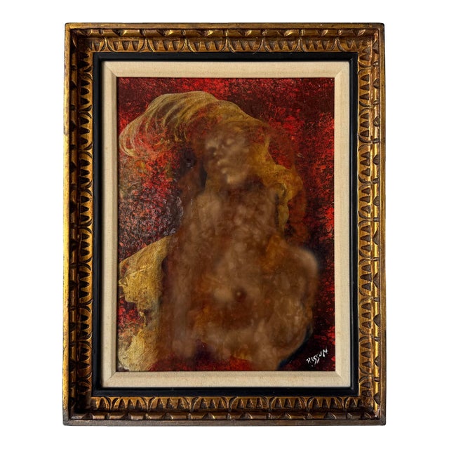 1960s Vintage Nude Woman Mixed Media Oil on Canvas Painting by Lester Russian For Sale