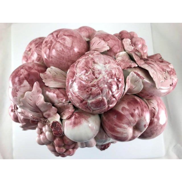 Mid-Century Ceramic Woven Basket of Fruit Shades of Pink For Sale In New York - Image 6 of 8