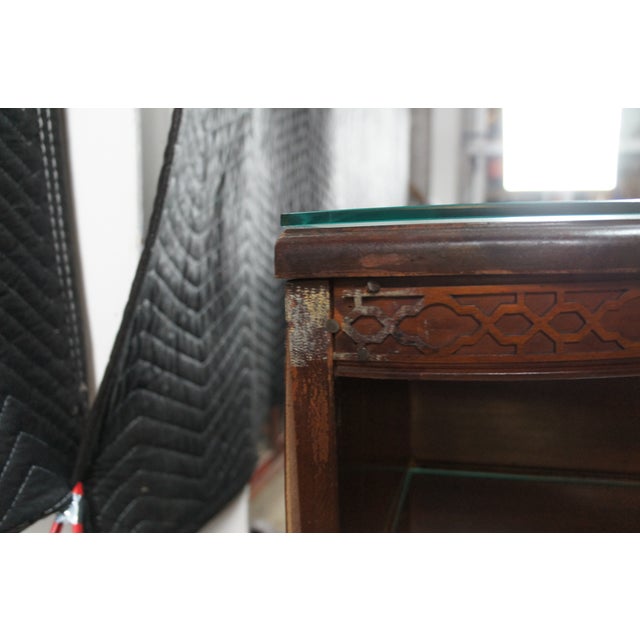 Mid Century Demilune Chippendale Style Mahogany Console Table Hall Cabinet 47" For Sale - Image 14 of 15