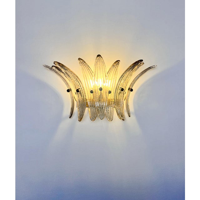 Vintage Smoked Glass Palmette Wall Lights, 1990s, Set of 2 For Sale - Image 15 of 17