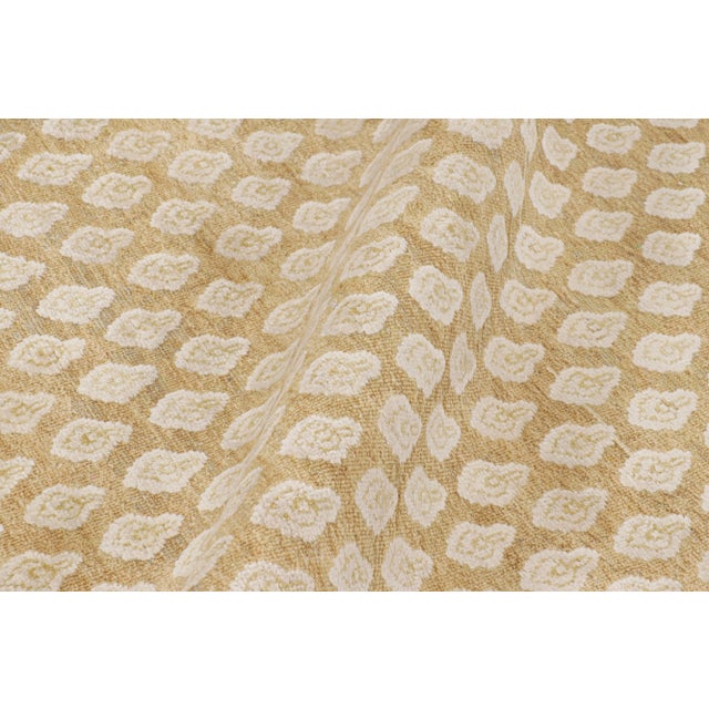 Contemporary Rug & Kilim’s Oversized Block Print Rug in Gold with Cream Floral Pattern- 13x19 For Sale - Image 3 of 7