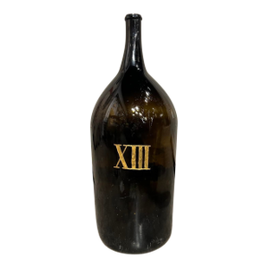 Large Antique French Hand Blown and Painted Wine Bottle, Normandy, Circa 1880s