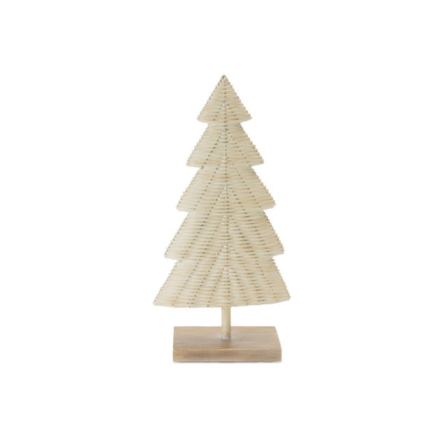 Modern Woven Wicker Design Pine Tree (Set of 2) For Sale - Image 3 of 3