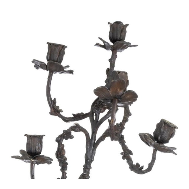 19th Century Five-Light Chandelier Sculpture in Bronze and Marble For Sale - Image 6 of 8