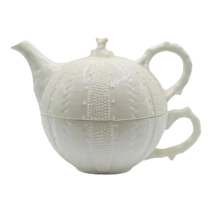 Vintage Paris Royal 2 in 1 Embossed Ivory Teapot/Teacup With Lid