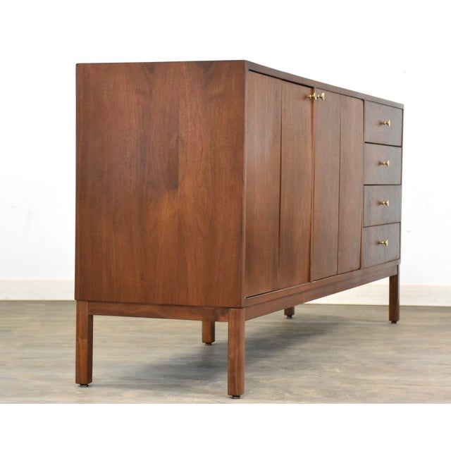 Mid-Century Modern 1960s Refinished Paul McCobb Style Walnut Credenza Dresser For Sale - Image 3 of 9