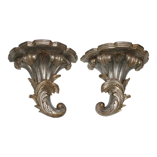 Louis XV Brackets Silver Leaf 1970s- A Pair For Sale In Miami - Image 6 of 14