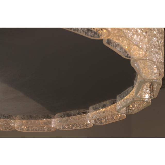 Ice Glass Hanging Lamp with Relief Glass Cylinders from Doria Leuchten, 1960s For Sale - Image 6 of 16