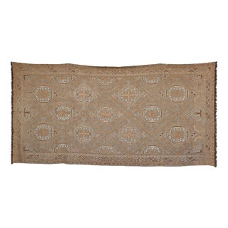 Large Early 20th Century Faded Blue and Camel Soumak Kilim Rug For Sale