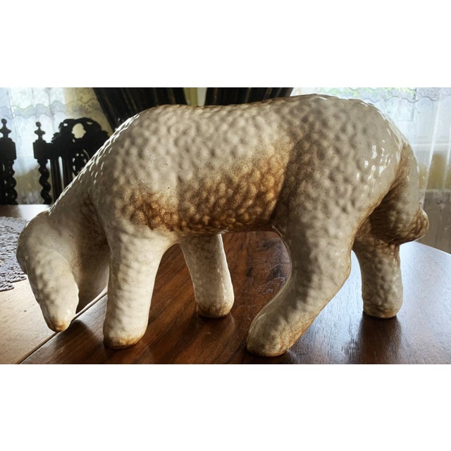 Large Ceramic Lamb or Sheep Figurine, 1960s For Sale - Image 9 of 12