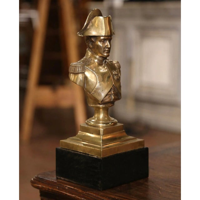 Mid-Century French Gilt Bronze Bust of Napoleon Bonaparte on Black Stone Base For Sale In Dallas - Image 6 of 10