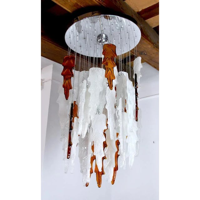 Orange Lustre Bicolor Cascade Light by Albano Poli, 1970 For Sale - Image 8 of 8