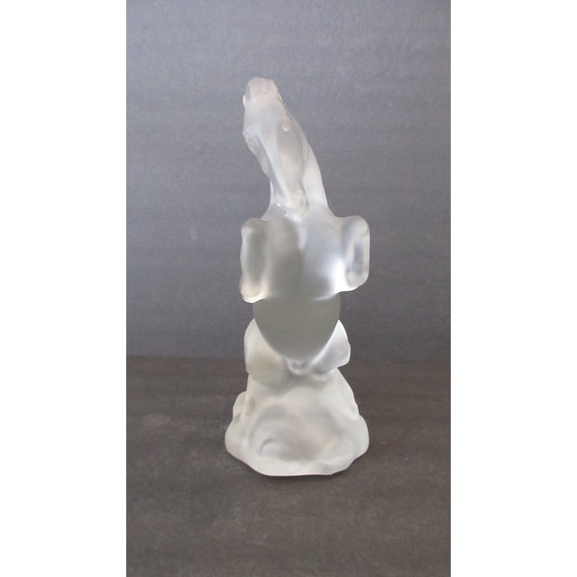 This is a Bohemian Czech art deco frosted glass rearing horse, made by Curt Schlevogt / Heinrich Hoffmann Glassworks. It...