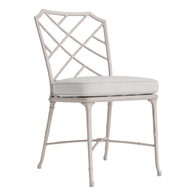 Brown Jordan Calcutta Side Chair, Dove frame with Fusion Dove fabric For Sale