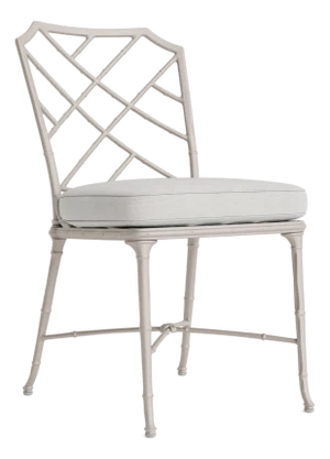 Brown Jordan Calcutta Side Chair, Dove frame with Fusion Dove fabric