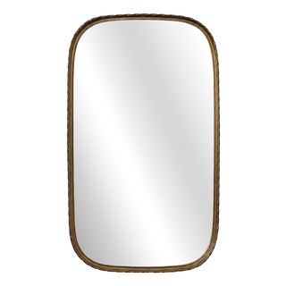 Vintage Brass Wall Mirror, 1950s For Sale