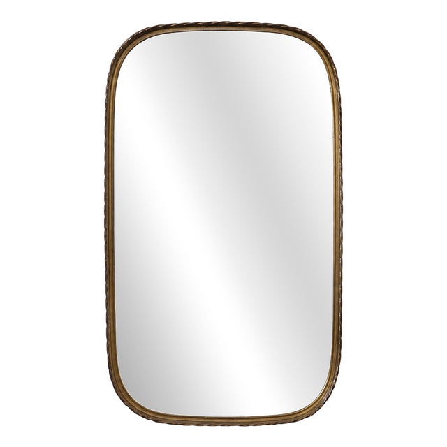 Vintage Brass Wall Mirror, 1950s For Sale