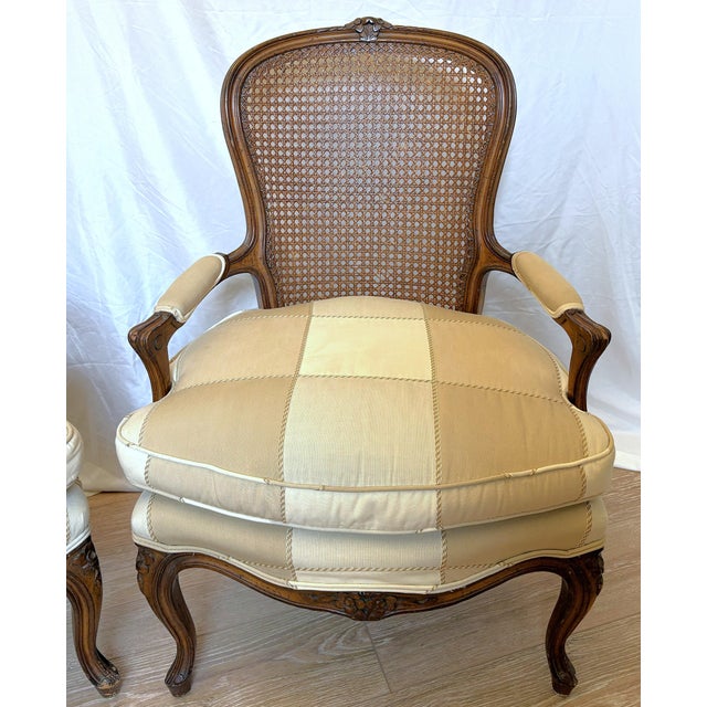 Mid 20th Century Classic French Bergère Chairs With Cane Backs - A Pair For Sale - Image 16 of 18