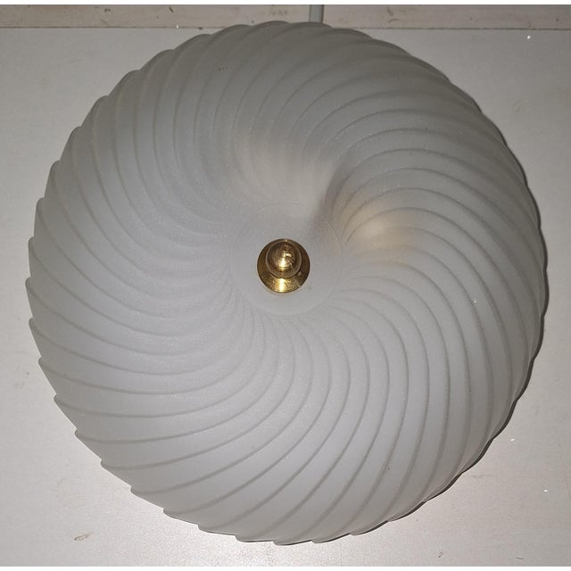 Vintage Ceiling Lamp with Frosted, Segmented Glass Shade on a Brass Mount, 1990s For Sale - Image 6 of 7