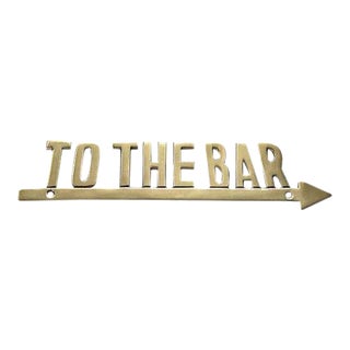Vintage Brass "To the Bar" Arrow Sign For Sale