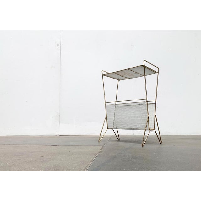 Mid-Century Perforated Metal Magazine Holder and Side Table, 1960s For Sale - Image 15 of 18
