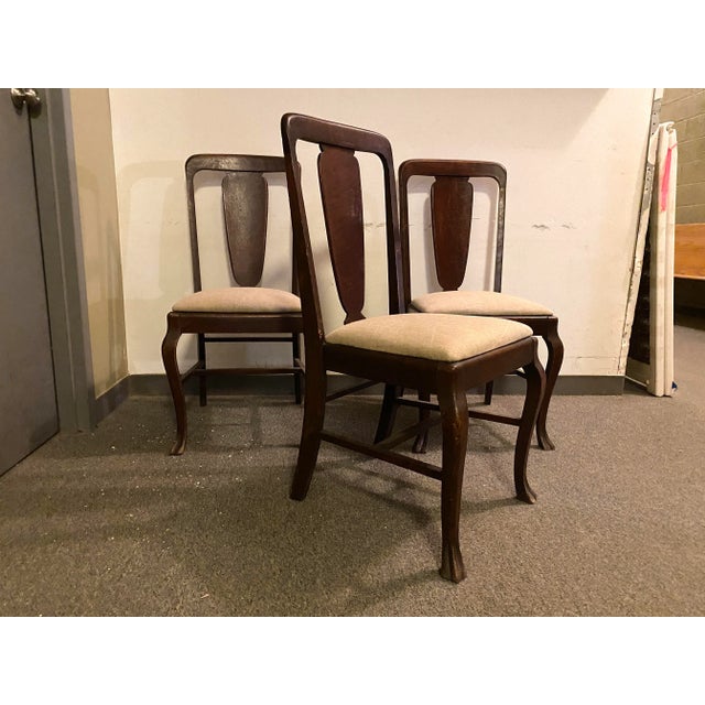 Fine set of 3 John A Dunn oak dining chairs from 1905-20s reglued but not refinished - they retain original patina and...