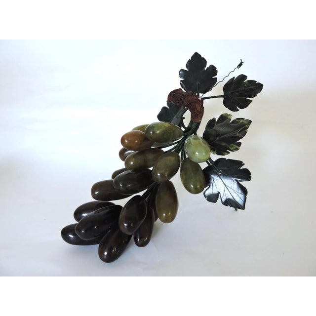 Ornamental Italian Polished Onyx Stone Grapes on the Vine With Leaves For Sale - Image 4 of 4