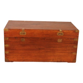 19th Century Camphor Wood Marine Chest with Double Locks For Sale
