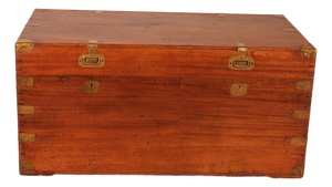 19th Century Camphor Wood Marine Chest with Double Locks