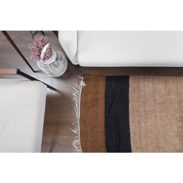 Brown Vintage Turkish Hand-Knotted Wool Cotton Brown Kilim Area Rug For Sale - Image 8 of 11