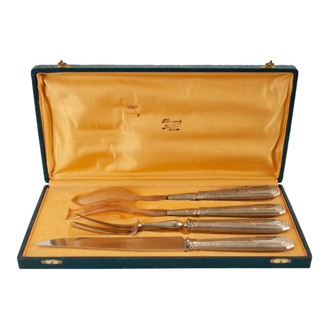 French Vintage Boxed Set of Carving and Serving Utensils For Sale