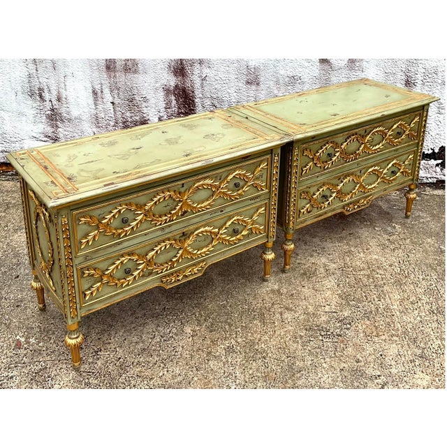 Asparagus Vintage Regency Gilt Tipped Commodes - a Pair For Sale - Image 8 of 12