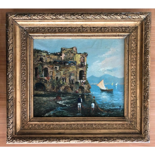 Italian painter. Molded frame in plaster and gilded wood 36 x 40 x 4 cm This piece has an attribution mark, I am sure that...