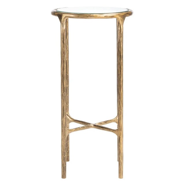Brass Jessa Forged Metal Tall Round End Table - Brass For Sale - Image 8 of 8