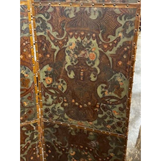 19th Century 19th Century Italian Embossed Leather Panels For Sale - Image 5 of 6
