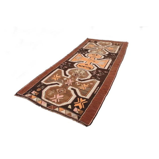 Traditional Mid 20th Century Vintage Turkish Kars Kilim Rug For Sale - Image 3 of 7