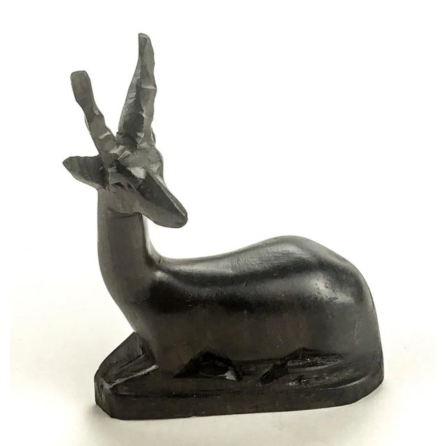 African Hand Carved Wood Gazelle Deer Animal Decoration For Sale - Image 3 of 6