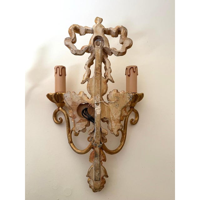 Florentine Hand-Carved Giltwood Sconces by C. N. Firenze Nos, 1970s, Set of 2 For Sale - Image 17 of 18