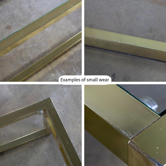 Late 20th Century Modern Coffee Table Brass Toned Anodized Aluminum Frame With a Glass Inset Top For Sale - Image 17 of 18