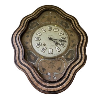 19th Century French Napoleon III Inlaid and Painted Wall Clock For Sale