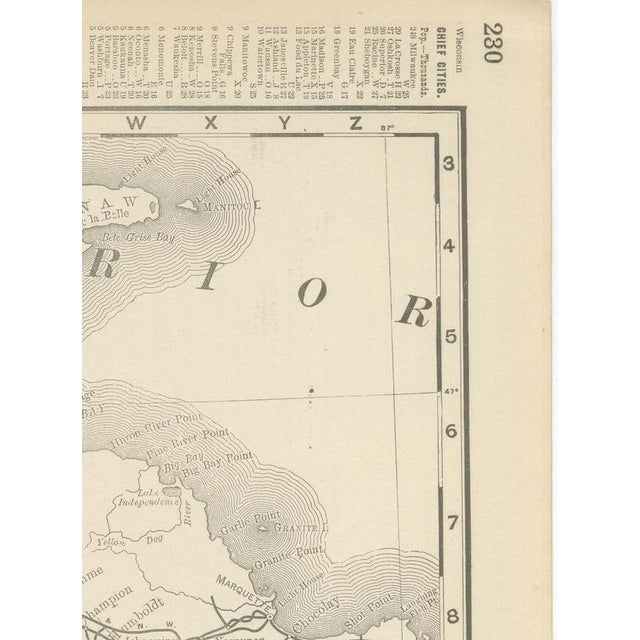 Paper Antique Map of Wisconsin The Badger State by Ran McNally, 1899 For Sale - Image 7 of 12