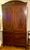 Fine English Hepplewhite Mahogany Linen Press hand-crafted with oval satinwood inlaid hinged doors, four pull-out interior...