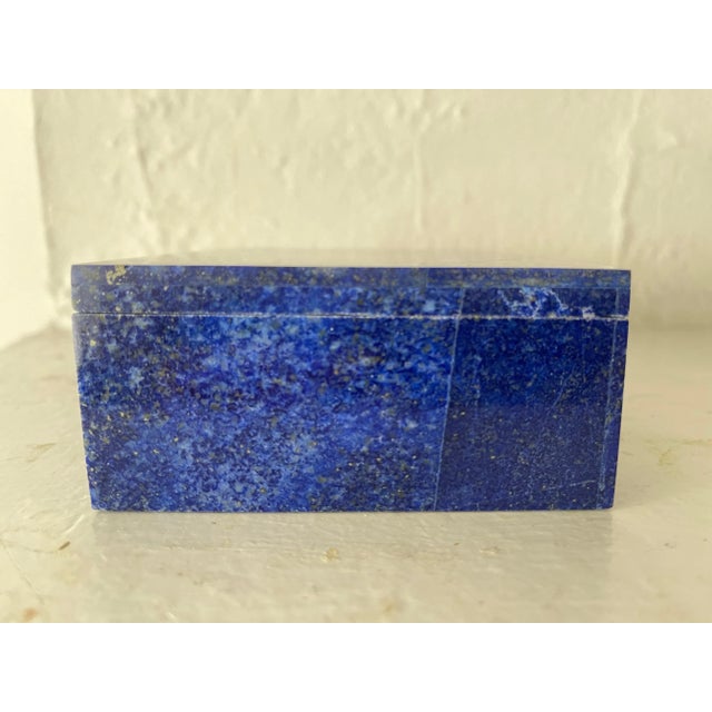 Early 21st Century Hand Carved Lapis Lazuli Mosaic & Marble Interior Jewelry Box For Sale In Jacksonville, FL - Image 6 of 12