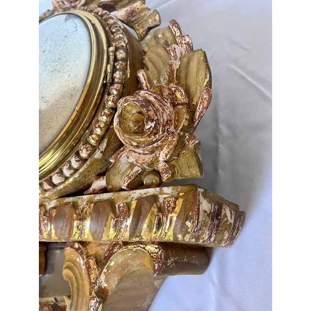 Antique French Gilt Wood Clock Case W/Mirrored Convex Glass Finish For Sale - Image 18 of 18