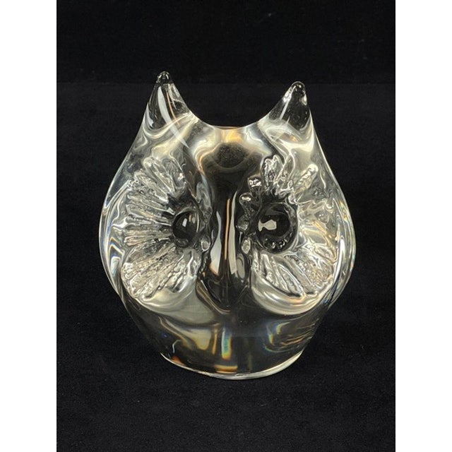Beautiful Daum France crystal owl paperweight/figurine in clear art glass. Signed "Daum France" on the base. This charming...