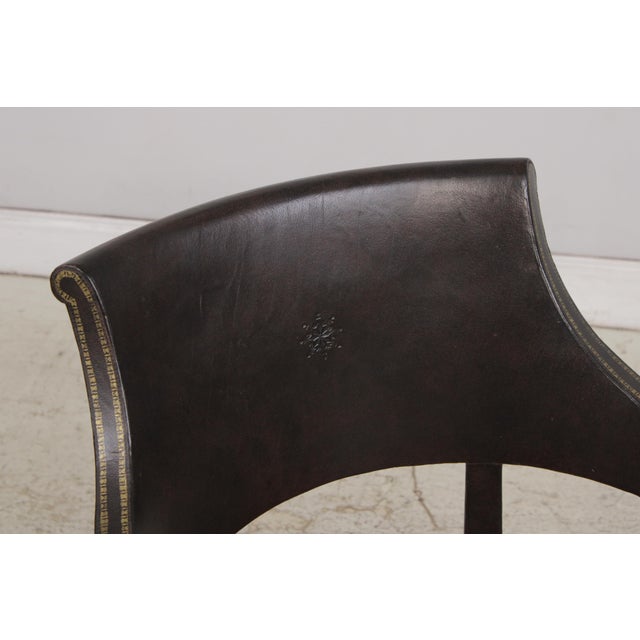 Brown Set of 6 Maitland Smith Leather Lionhead Armchairs For Sale - Image 8 of 18