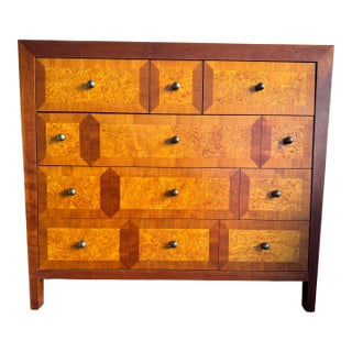 Vintage Baker Furniture Burl and Mahogany Chest With Slate Top – Postmodern / Art Deco Influence For Sale
