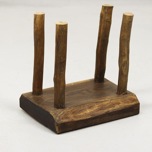 1940s Primitive Wabi Sabi Oak Farmhouse Stool, 1940s For Sale - Image 5 of 12