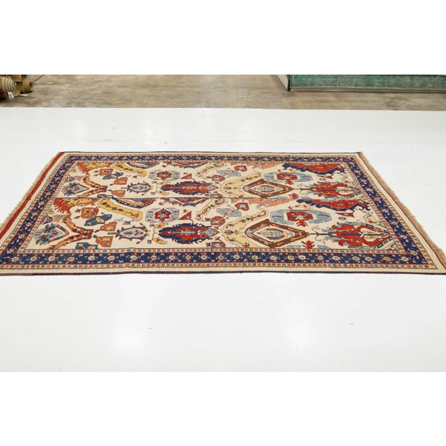 Beige Vintage Handmade Persian Sumakh Wool Rug With Allover Design For Sale - Image 8 of 10